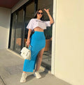 Falda Maxi Stretch Azul Eléctrico