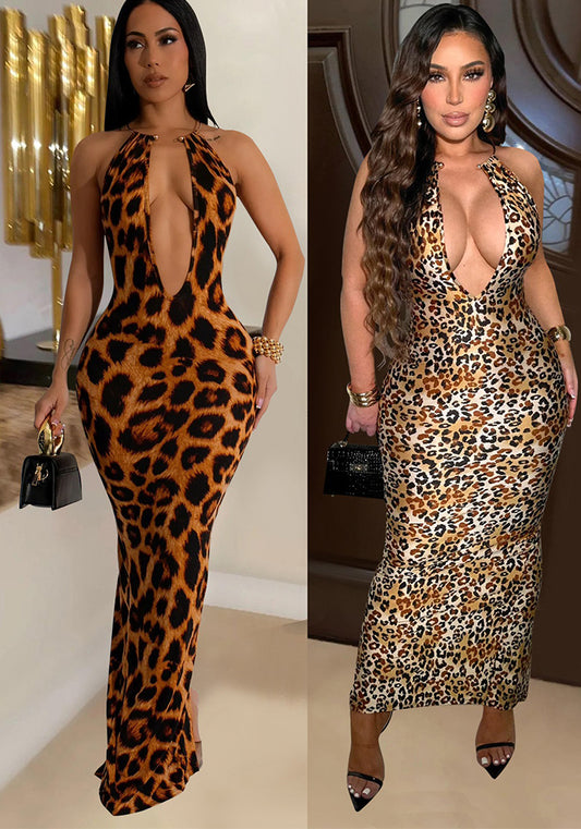 Women Wild Leopard Print Dress