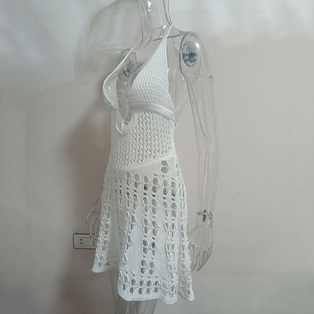 Vestido de punto de vacaciones de encaje sexy