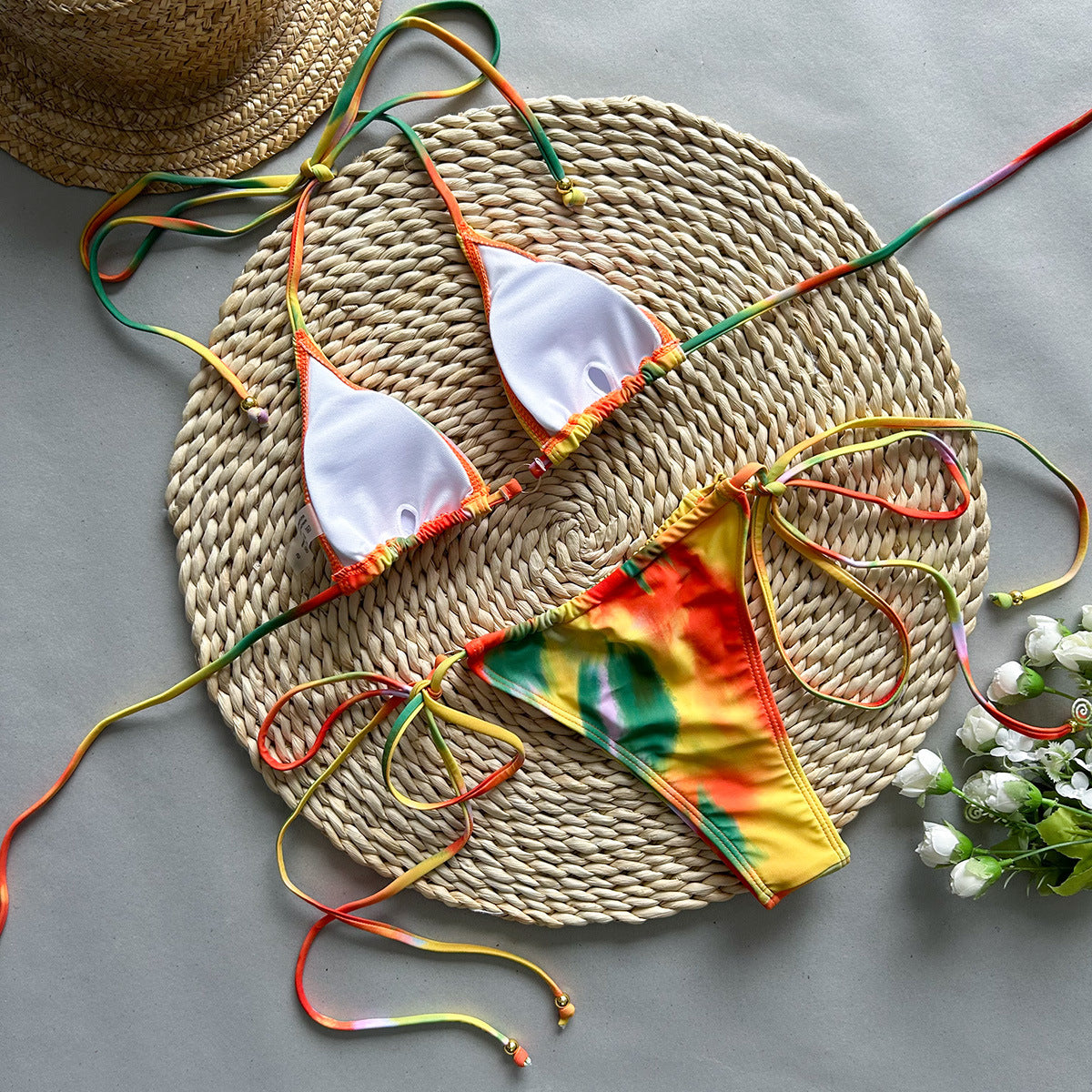 Traje de baño de bikini de dos piezas con estampado sexy para mujer Conjunto de cuatro piezas de playa