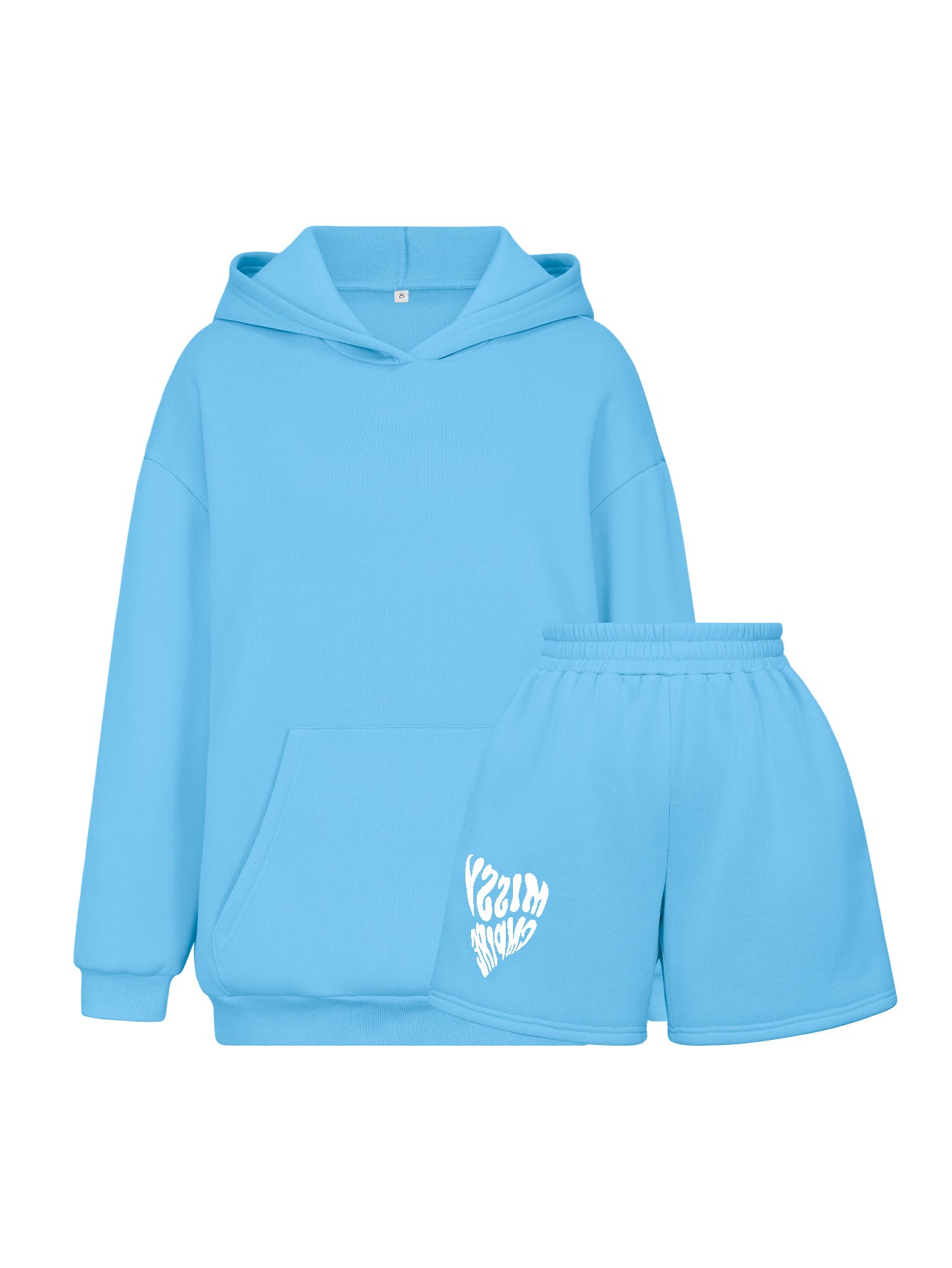 Conjunto de dos piezas de sudaderas con capucha y pantalones cortos de manga larga