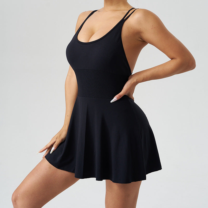 Vestido sin espalda con correa deportiva para mujer, ropa de yoga