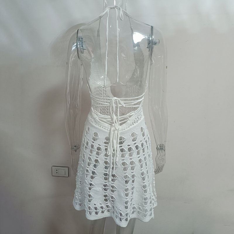 Vestido de punto de vacaciones de encaje sexy