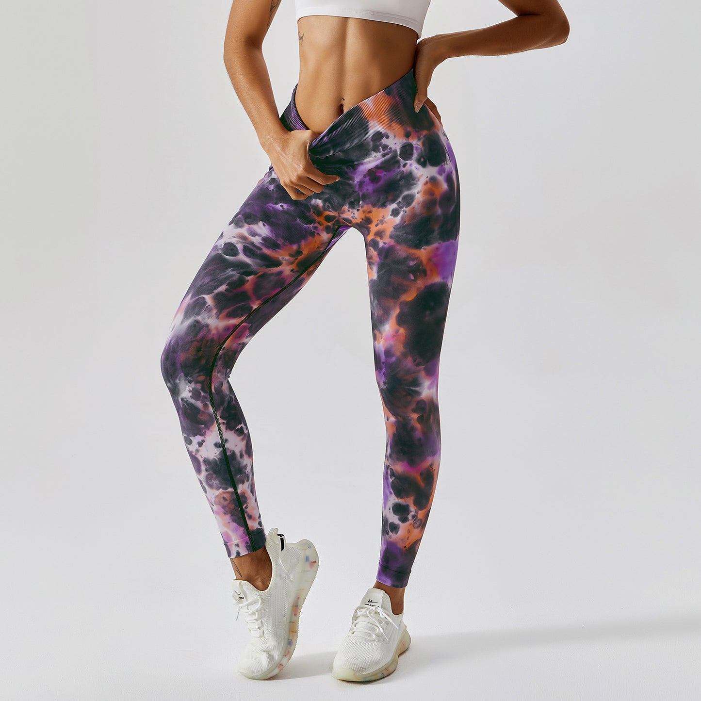 Pantalones de yoga sin costuras Tie Dye Pantalones de correr ajustados de cintura alta