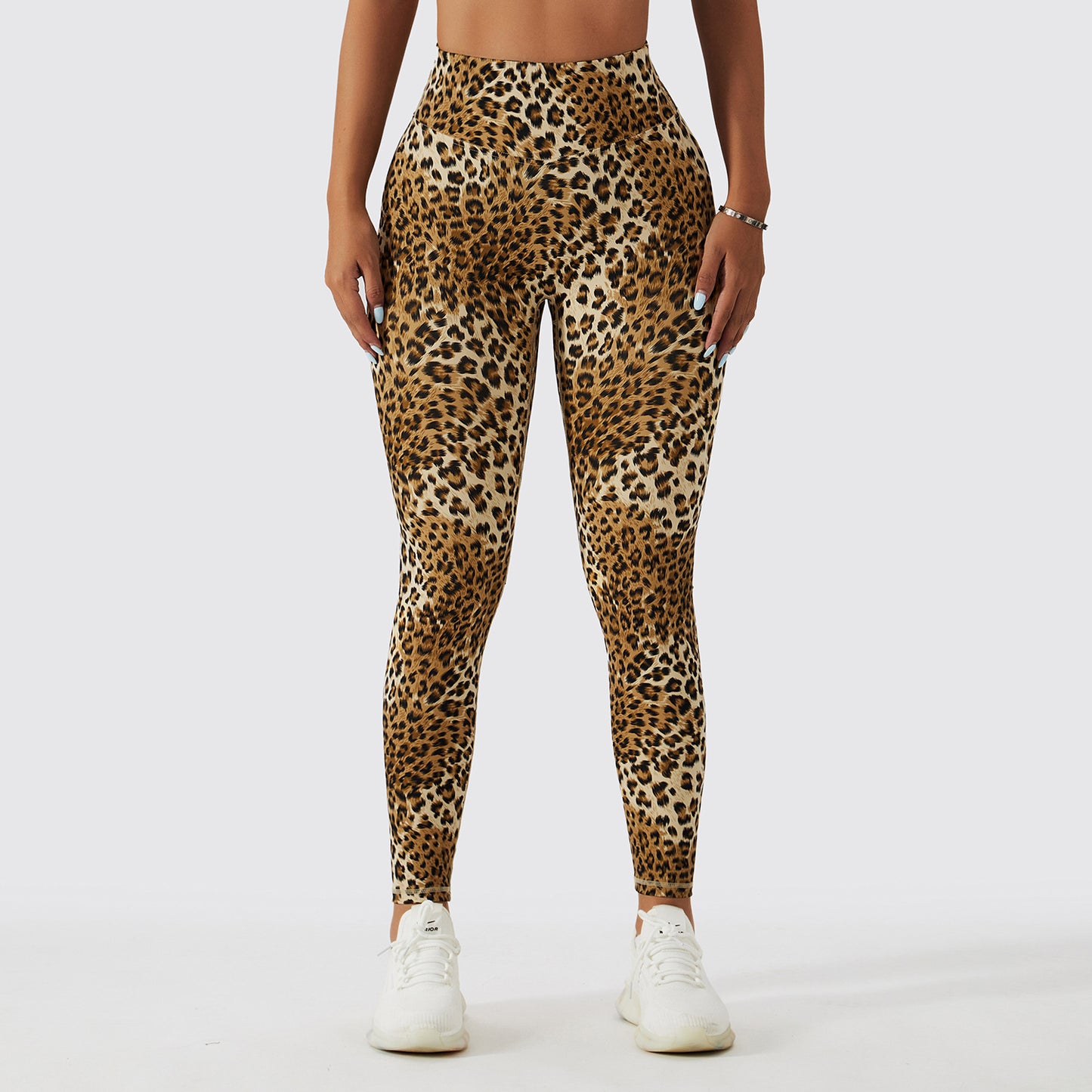 Pantalones de Yoga con estampado de leopardo para mujer, pantalones básicos deportivos