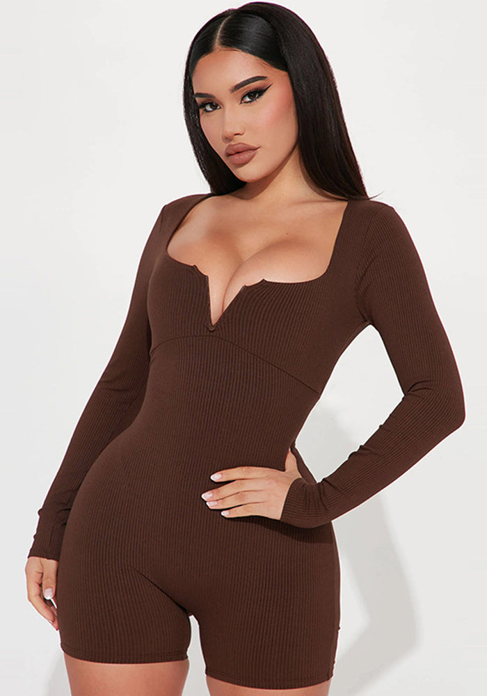 Women Fall Solidu Collar Long Sleeve Romper