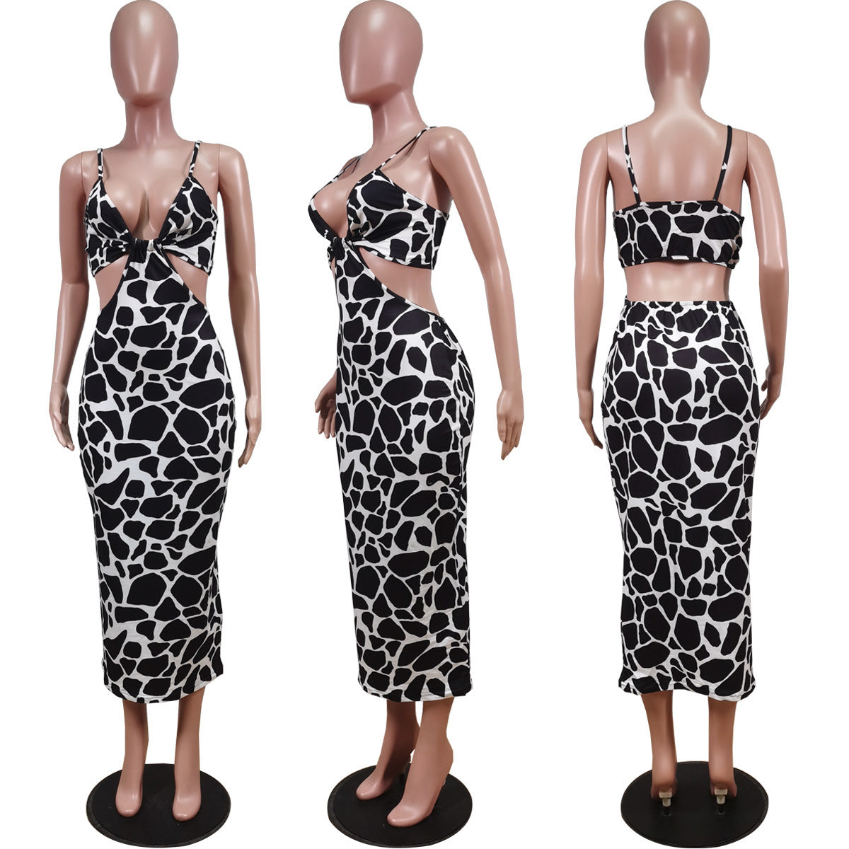 Vestido de patchwork sexy con estampado animal print