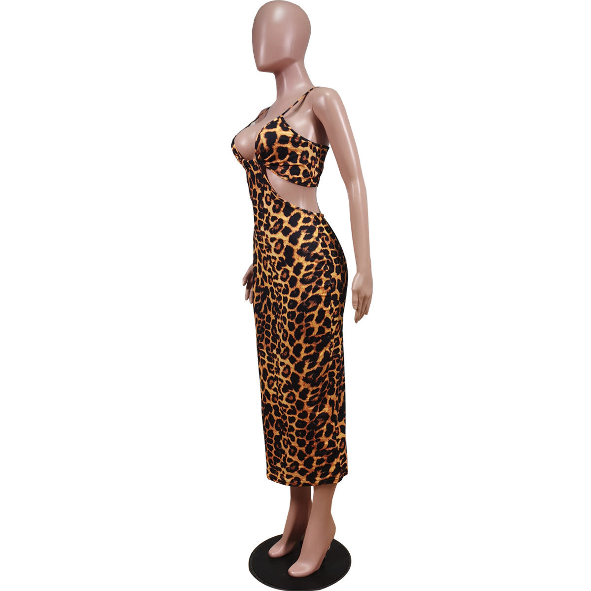 Vestido de patchwork sexy con estampado animal print