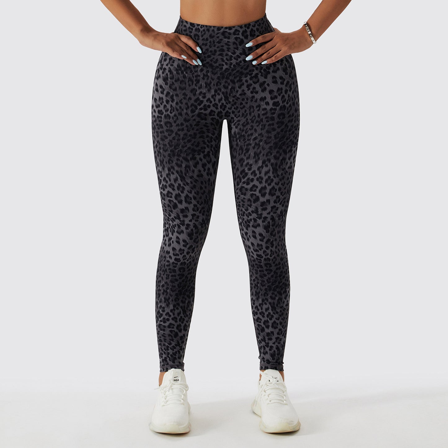 Pantalones de Yoga con estampado de leopardo para mujer, pantalones básicos deportivos