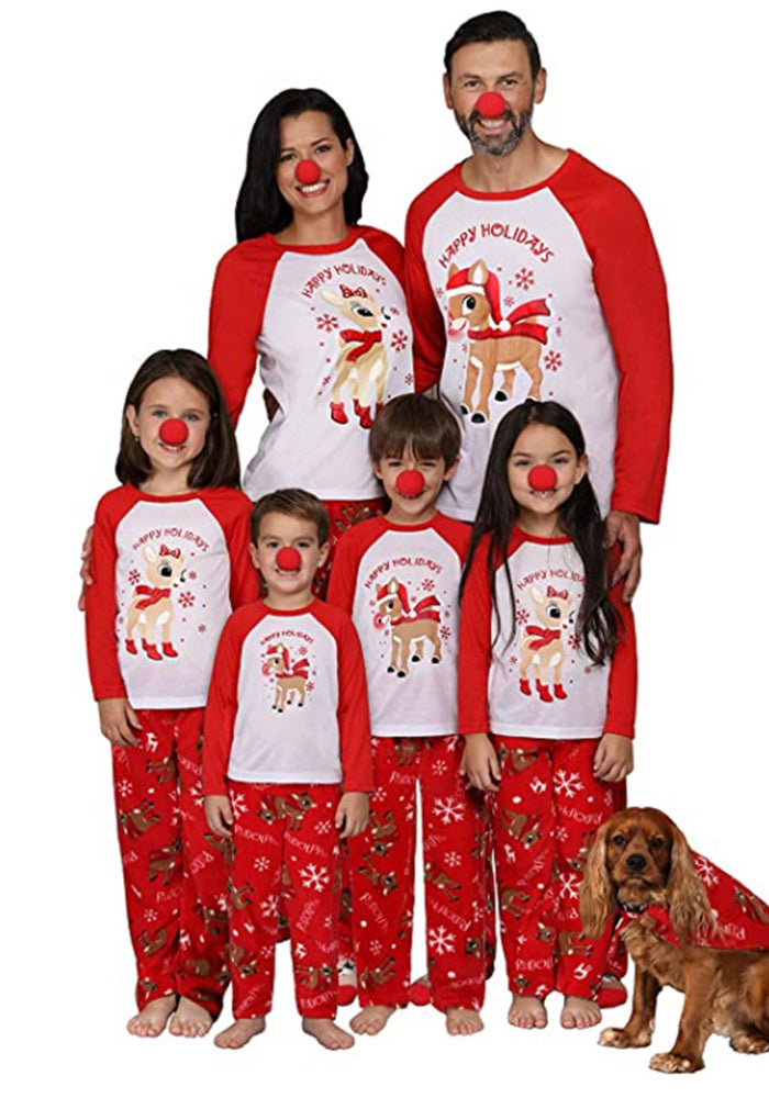 Christmas deer print pajamas, home clothes family wear