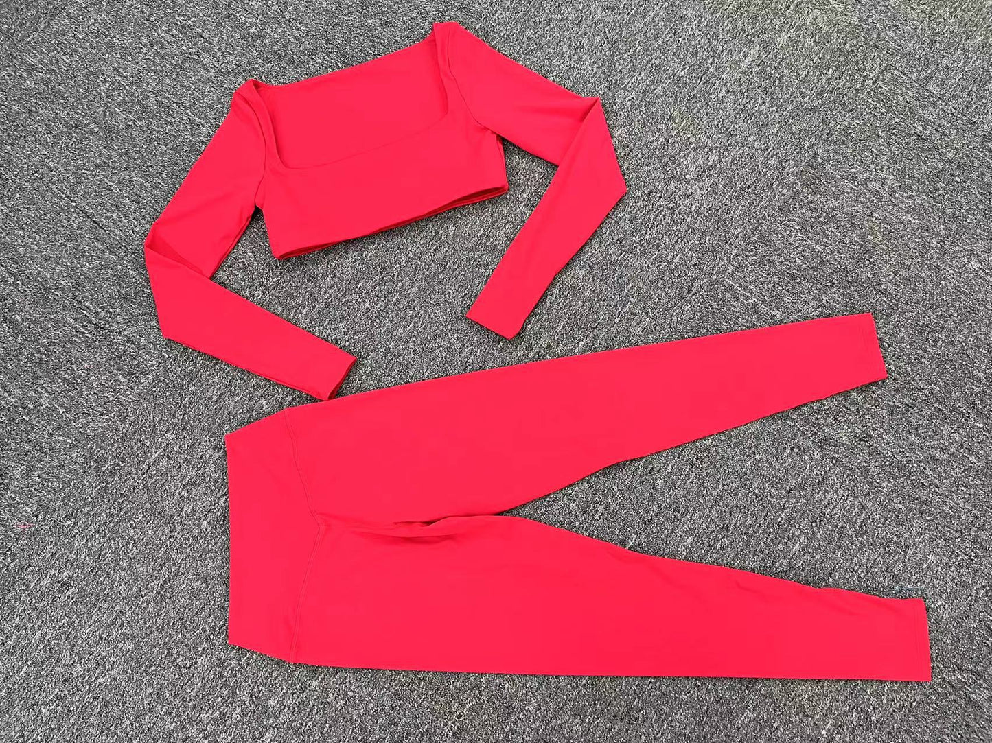 Traje de Yoga ajustado con cuello cuadrado para invierno, conjunto de pantalones de dos piezas para correr al aire libre