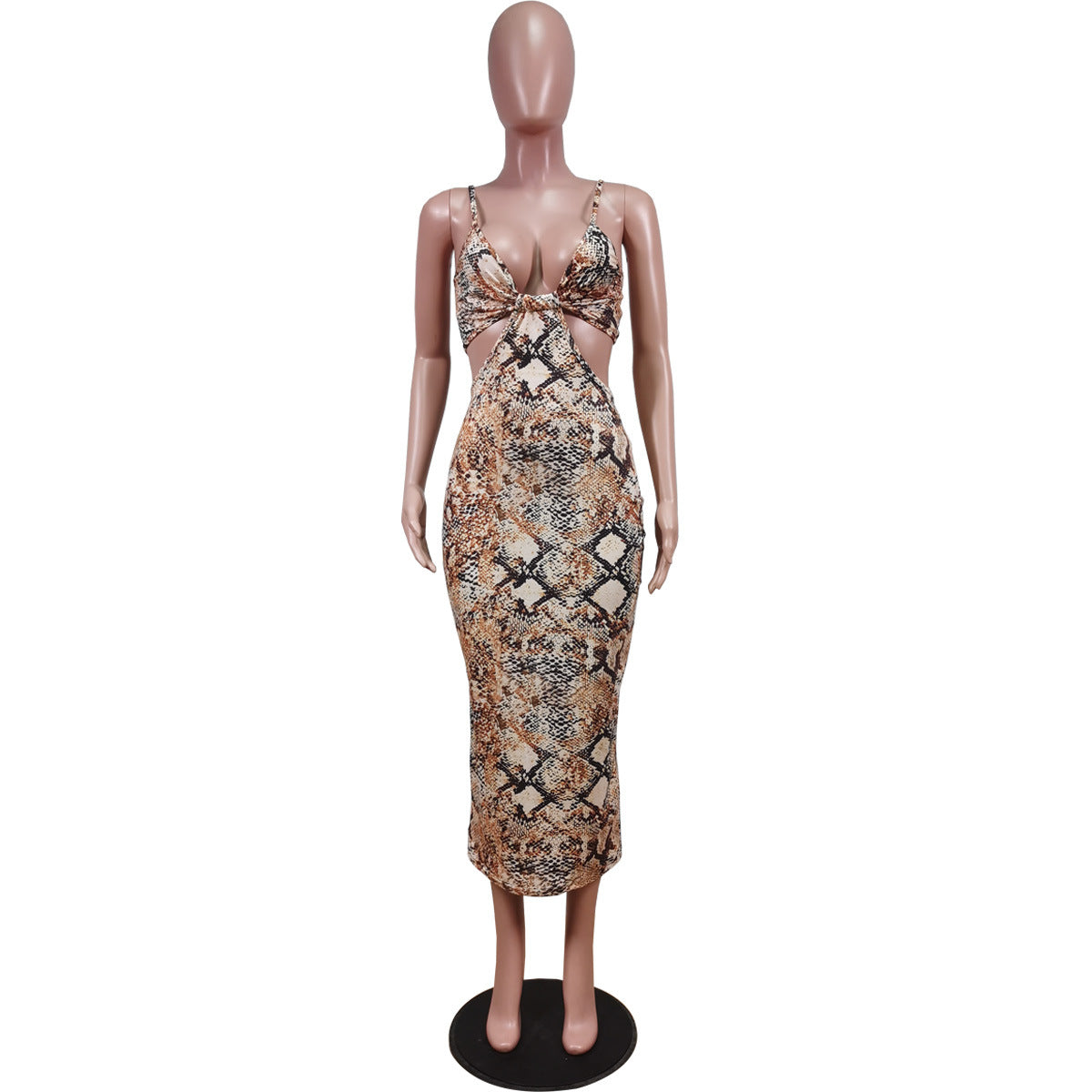 Vestido de patchwork sexy con estampado animal print