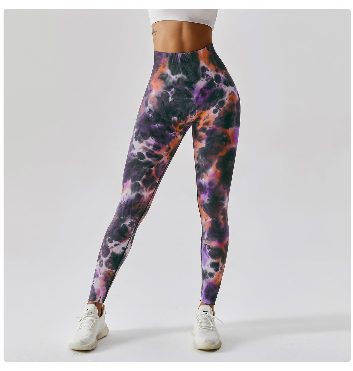 Pantalones de yoga sin costuras Tie Dye Pantalones de correr ajustados de cintura alta