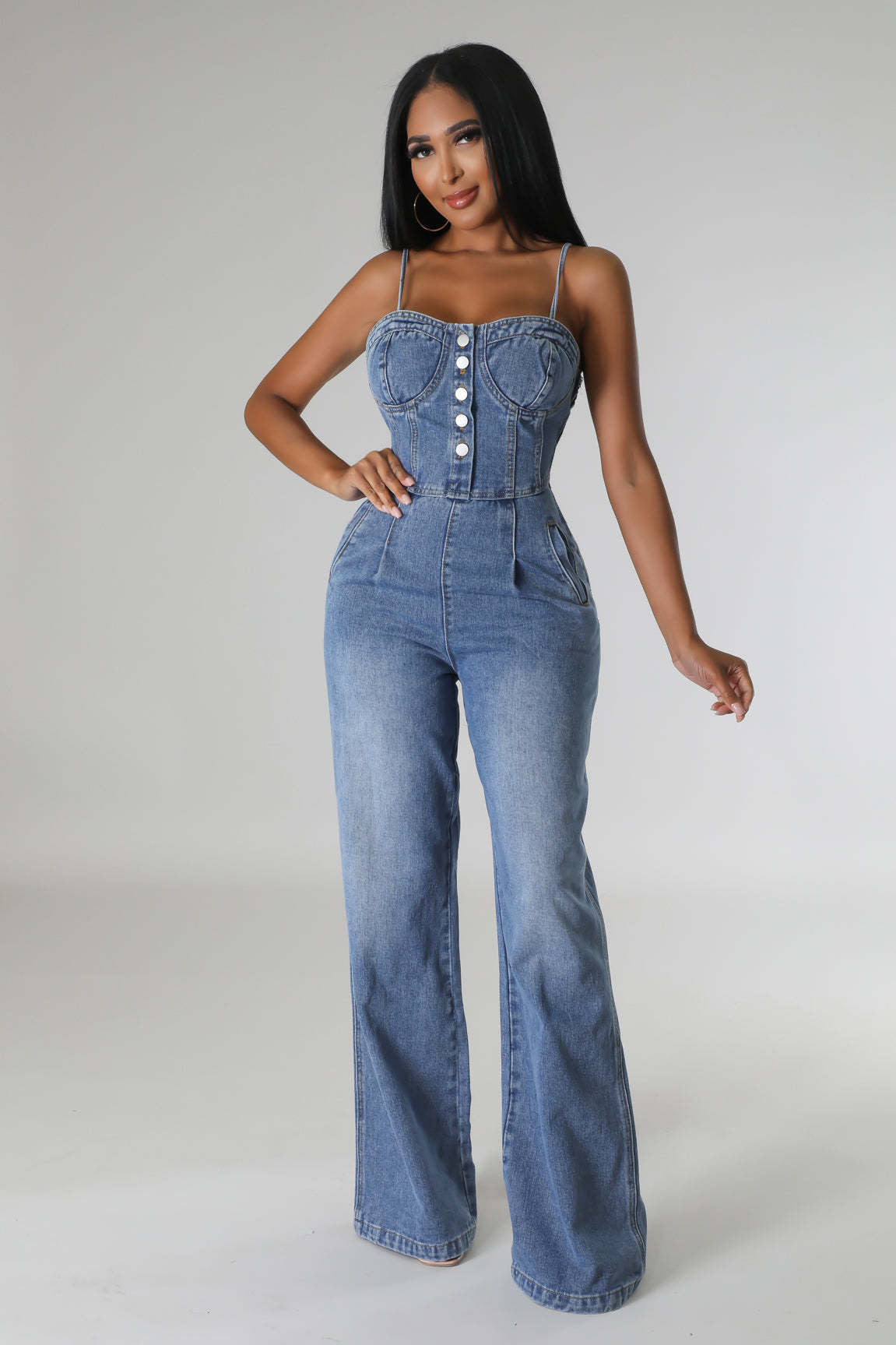 Jumpsuit de mezclilla acampanado