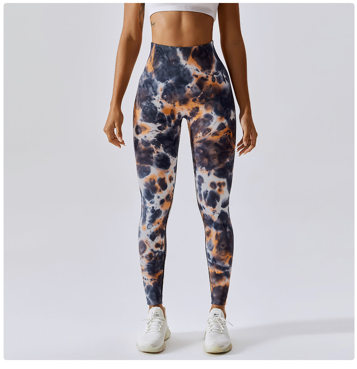 Pantalones de yoga sin costuras Tie Dye Pantalones de correr ajustados de cintura alta