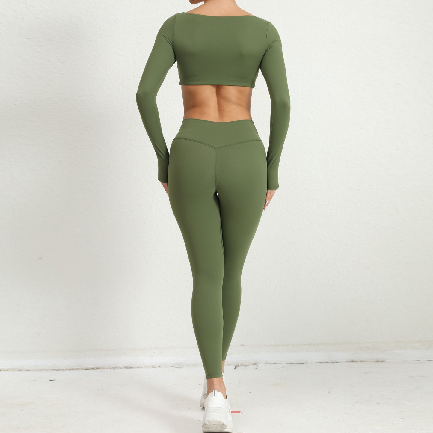 Traje de Yoga ajustado con cuello cuadrado para invierno, conjunto de pantalones de dos piezas para correr al aire libre