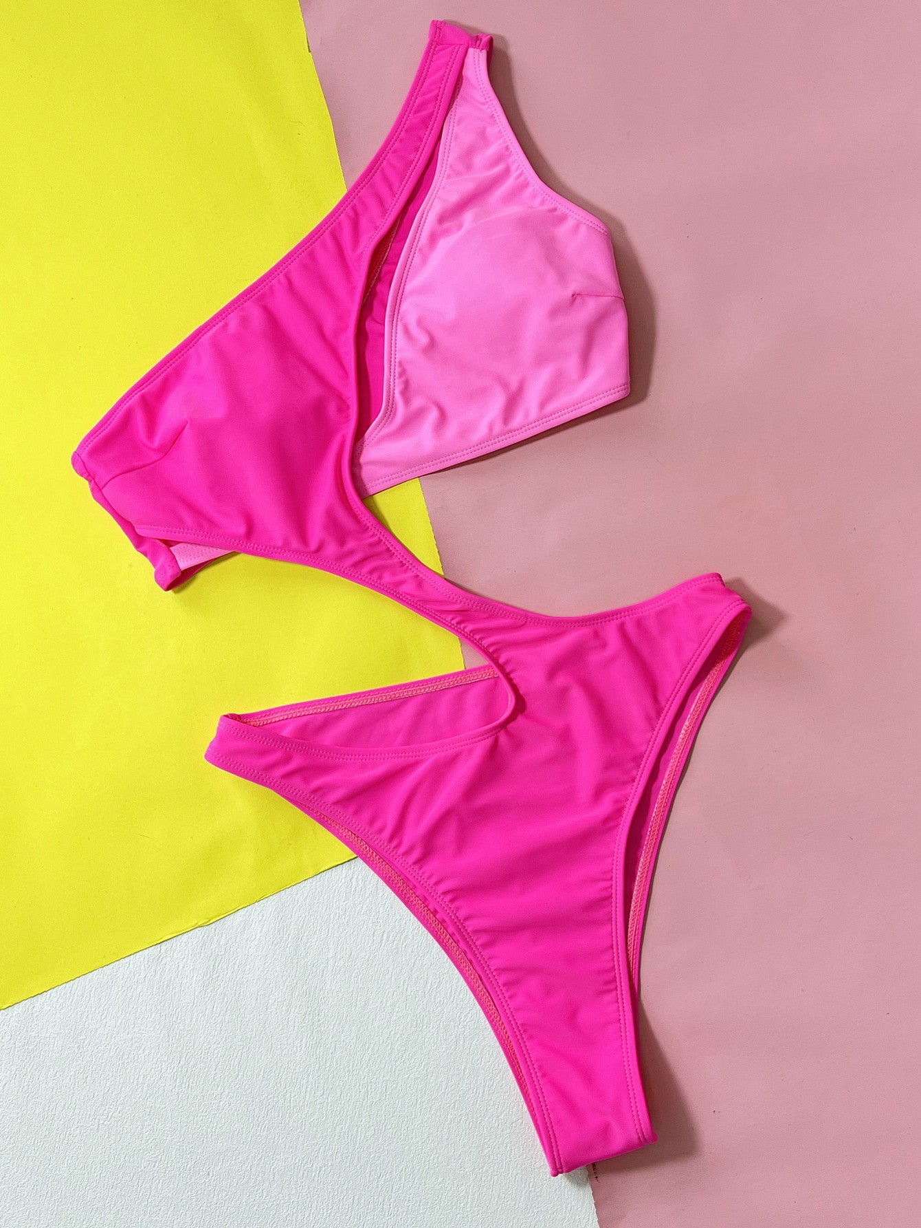 Bikini de color en contraste para mujer Traje de baño sexy de una pieza