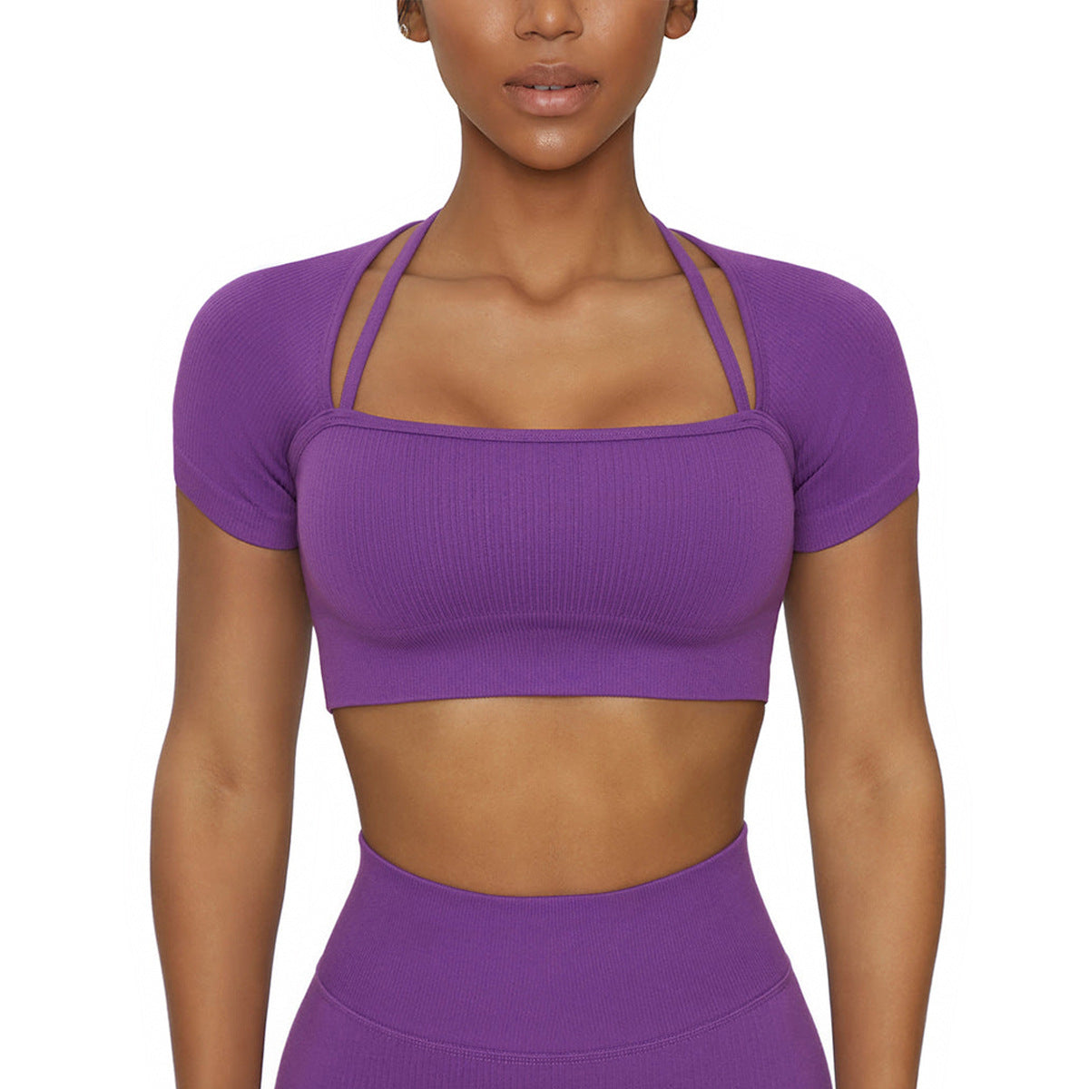 Conjunto de dos piezas de ropa de yoga para mujer, camiseta deportiva