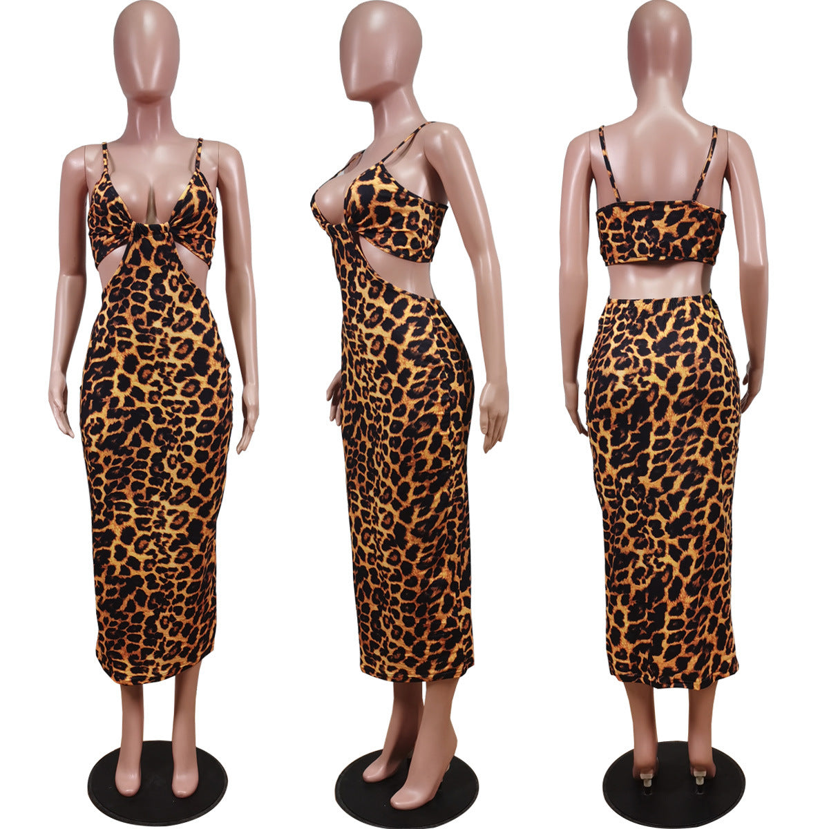 Vestido de patchwork sexy con estampado animal print