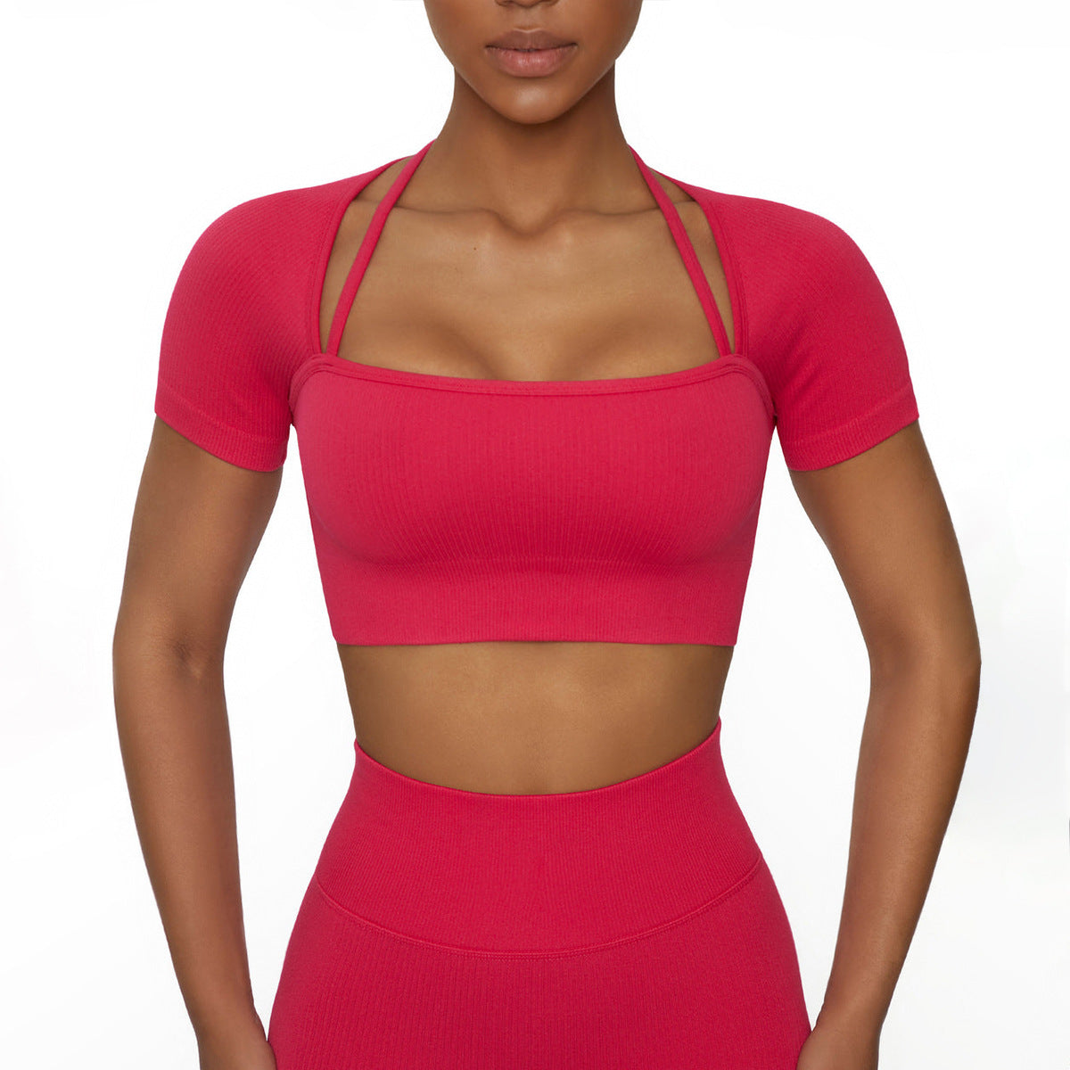 Conjunto de dos piezas de ropa de yoga para mujer, camiseta deportiva