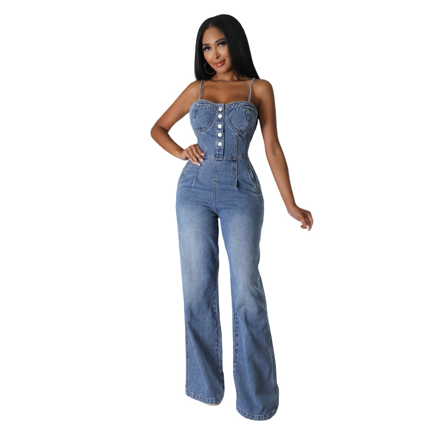 Jumpsuit de mezclilla acampanado