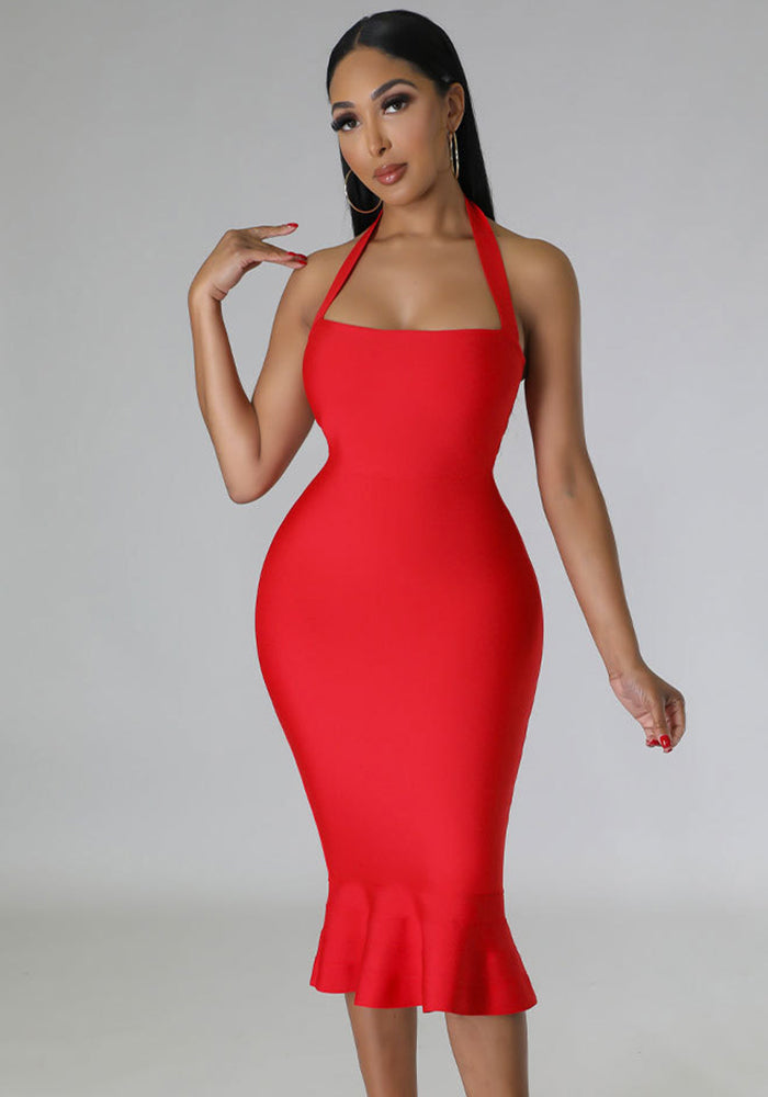 Summer Ladies Sexy Halter Neck Bodycon Dress