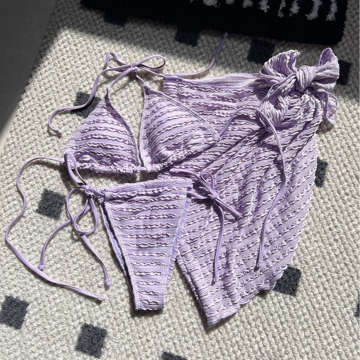 Traje de baño de bikini de dos piezas de color sólido