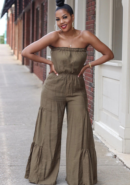 Wrapped chest linen Jumpsuit