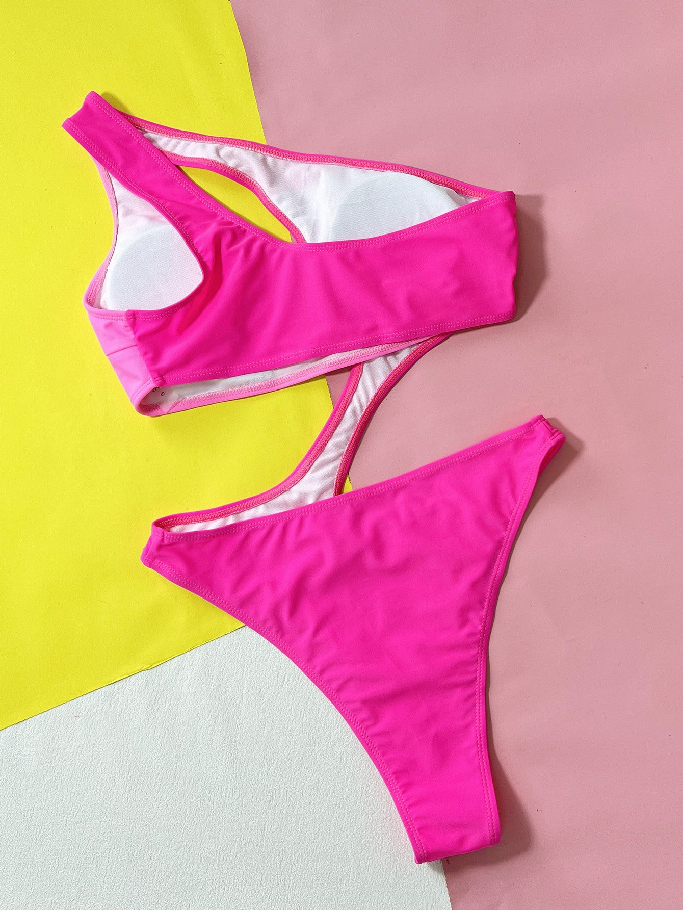 Bikini de color en contraste para mujer Traje de baño sexy de una pieza