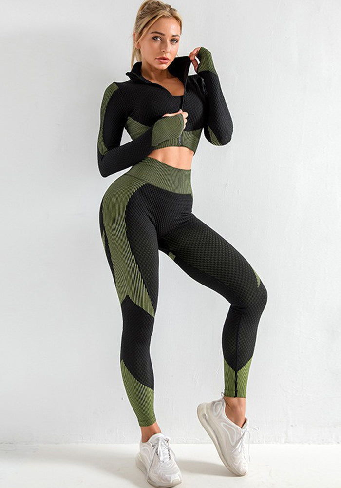 Quick-drying long-sleeved seamless yoga suit Tight Fitting fitness yoga clothing top sports yoga pants