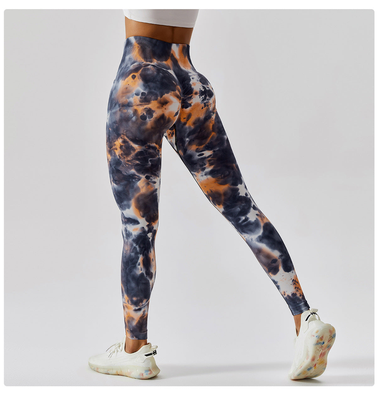 Pantalones de yoga sin costuras Tie Dye Pantalones de correr ajustados de cintura alta