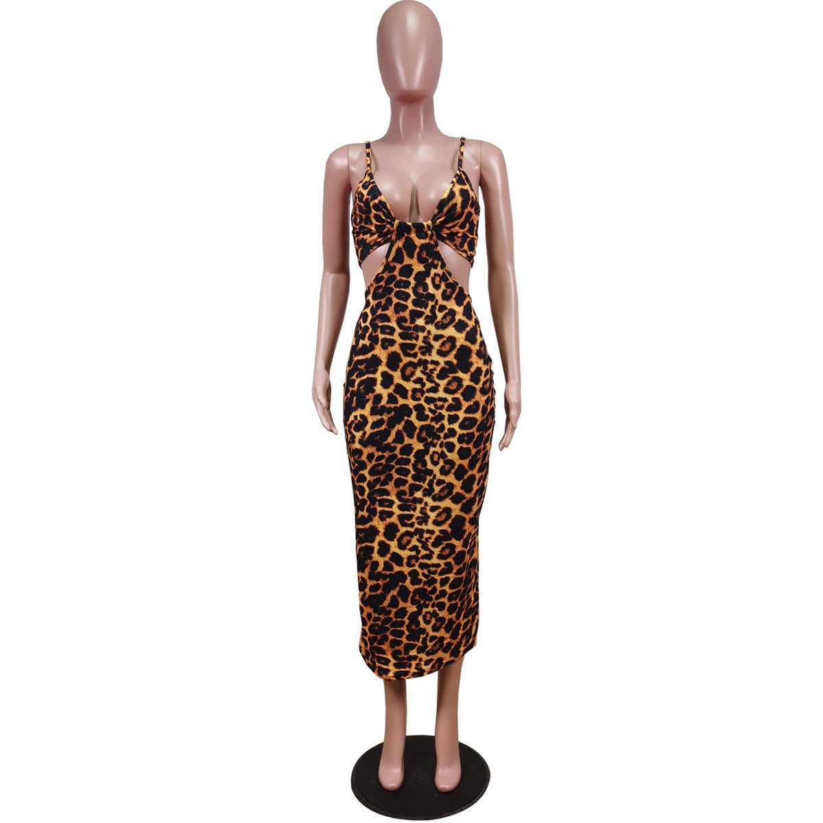 Vestido de patchwork sexy con estampado animal print