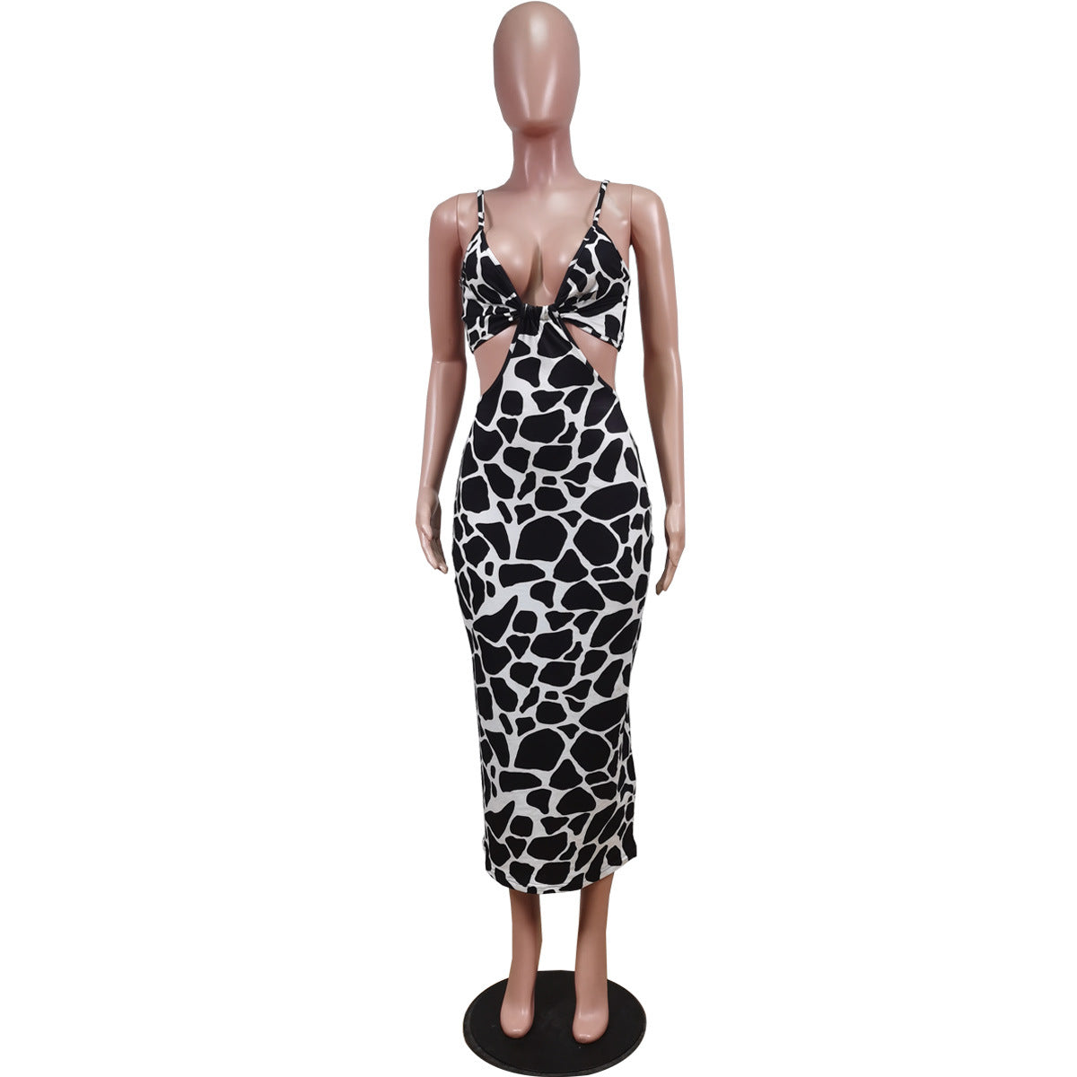 Vestido de patchwork sexy con estampado animal print