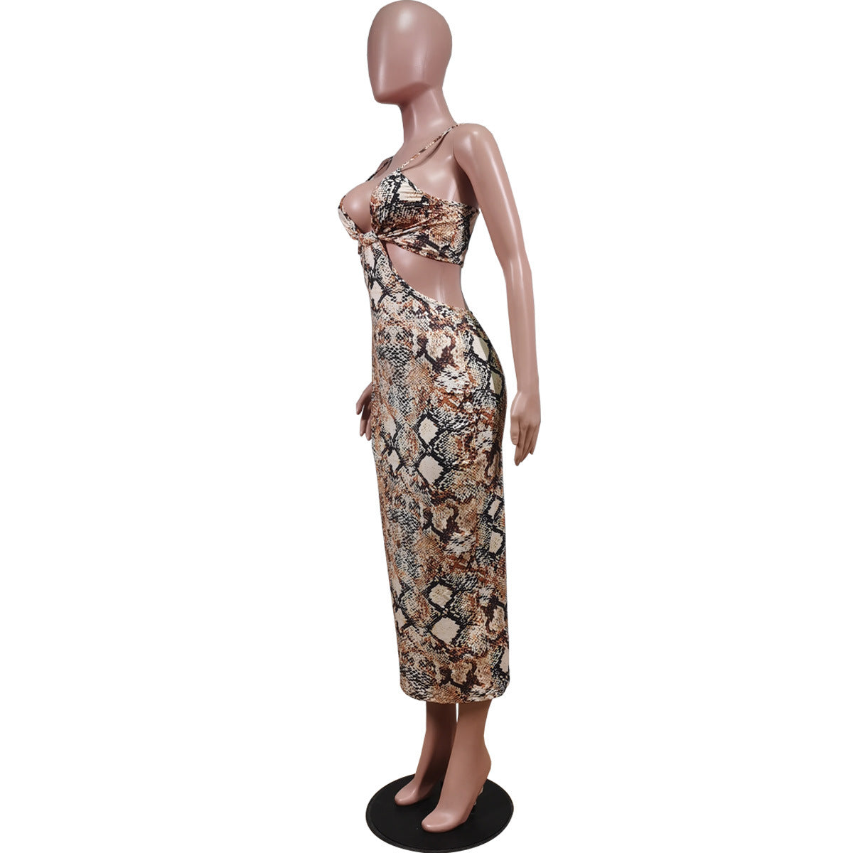 Vestido de patchwork sexy con estampado animal print