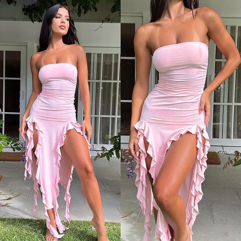 Vestido sexy con fajas de medusas sin tirantes